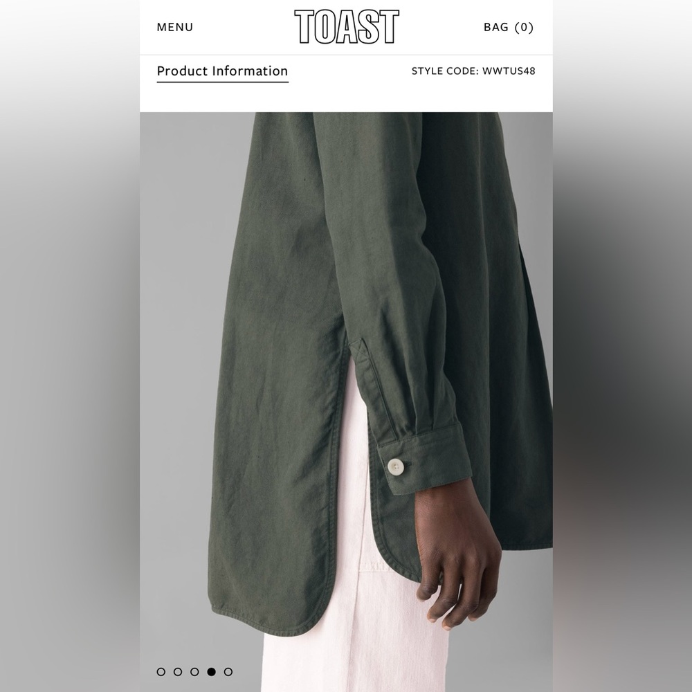 TOAST UK Elena Cotton Linen Tunic Shirt uk size 8/us 4 dark olive green khaki - Picture 2 of 10